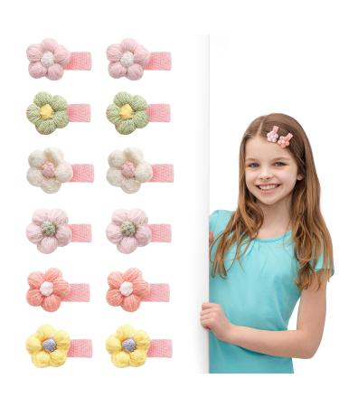 Baby Hair Clips 12pcs Baby Girls Clips Sweet Flower Baby Girl Hair Clip Small Plush Hair Clips Flower Hair Clips Baby Girl Hair Accessories multi-color