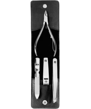 ZWILLING manicure set and pedicure set nail care made of genuine leather with snap fastener 4-piece black 4-piece Incl. nail clipper single