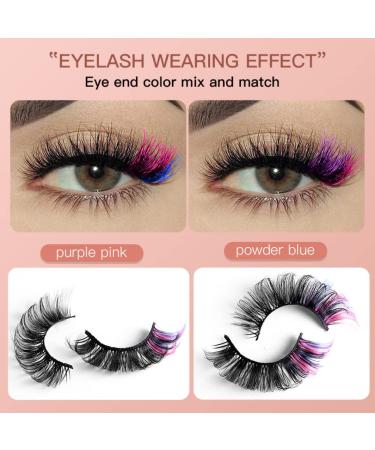 Fluffy Colored False Eyelashes | Voluminous Wispy Russian Strip Lashes in 7 Colors - Faux Mink D Curl - Buy Online on SooperMarket.com