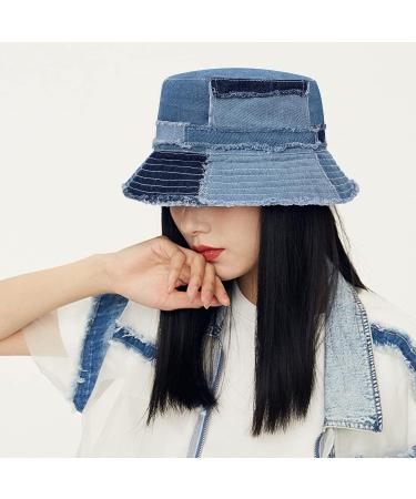 GuanGu Distressed Denim Bucket Hat | Wide Brim Sun Cap for Men & Women | Lightweight & Packable for Beach & Travel - Large-X-Large - Buy Online on SooperMarket.com