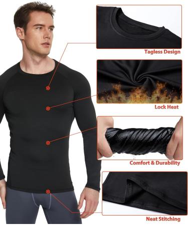 Men's Thermal Compression Shirt Fleece Lined Long Sleeve Athletic Base Layer - 5 Pack Large - Buy Online on SooperMarket.com