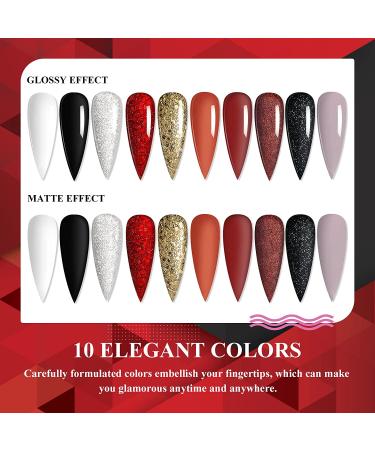 Saviland Halloween Acrylic Powder Set - 10 Colors for French Nails & 3D Nail Art - Professional Red Brown Black Polymer Powder - DIY Gifts - Gorgeous Party Queen - Buy Online on SooperMarket.com