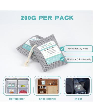 Nature Fresh Activated Charcoal Air Purifier Bags - Odor Eliminator Moisture Absorber & Natural Car Freshener (4 Pack 200g Each) - Perfect for Home Pets Shoes & Closets - Buy Online on SooperMarket.com
