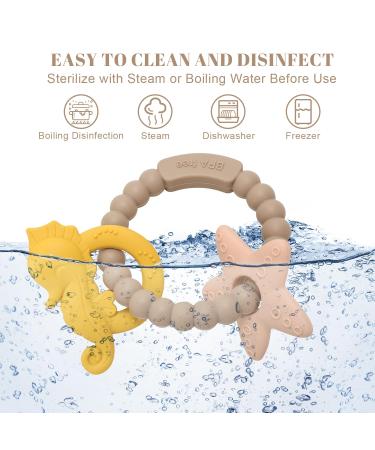 ClDy Bite Ring for Babies | BPA-Free Silicone Teething Toys | Ocean Brown | Soothing & Stimulating Gum Relief for Infants 3 Months+ - Buy Online on SooperMarket.com