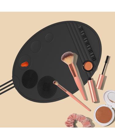 Brush Cleaning Mat Scrubber Mat Multipurpose Portable Washing Tool Silicone Brush Cleaning Mat for Daily Use Eye Brush black - Buy Online on SooperMarket.com