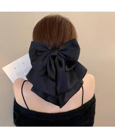 Hair Bows for Women Bows for Hair Ribbon Hair Clips 2PCS Black Red Hair Bow Satin Bow Hair Clips Large Silky Ribbon Bows Hair Accessories for Women Girls Short Type - Buy Online on SooperMarket.com