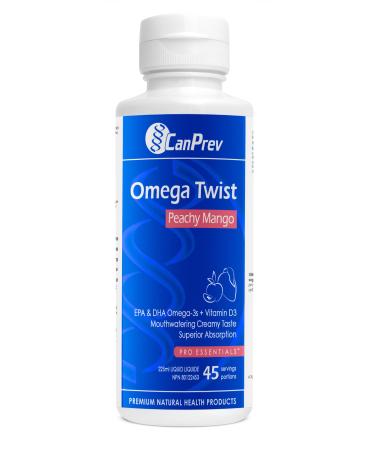 CanPrev Omega Twist - Peachy Mango 225ml - Superior absorption Enriched with DHA & EPA Omega-3 Fatty Acids -Supports Overall Wellness