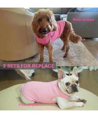 Cool Combed Cotton Dog Shirt for Medium-Sized Dogs | Sychien Striped Pink & Gray T-Shirt for French Bulldogs - Buy Online on SooperMarket.com
