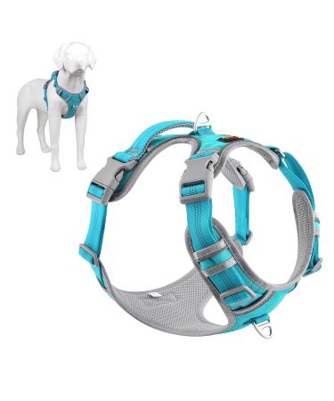 Plutus Pet No Pull Dog Harness Release At Neck Reflective Adjustable Dog Vest Harness Easy Control Handle for Walking for Small Medium Large Dogs Cyan M Medium Cyan