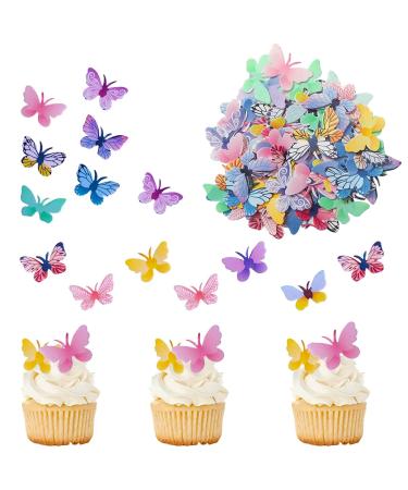 Catelves 72 pieces of butterflies decorative cake edible rice paper birthday tortendeko cupcake topers cake decoration tortendendeko butterflies edible
