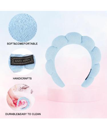 Spa Headband Set for Women - Terry Cloth Makeup and Skincare Headband with Face Wash Wristbands - Soft Puffy Headband Gift in Black+Blue - Buy Online on SooperMarket.com