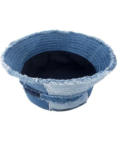 GuanGu Washed Denim Bucket Hat for Women & Men | Packable Summer Sun Hat for Travel | Blue Denim | Small-Medium - Buy Online on SooperMarket.com