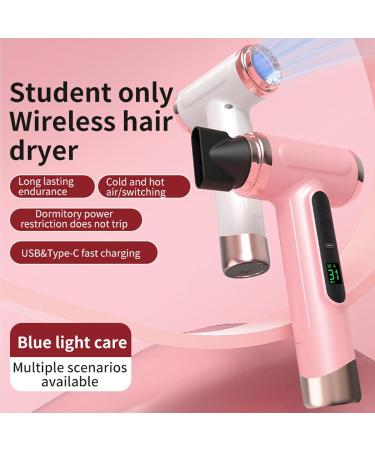 Cordless Ionic Hair Dryer 200W Rechargeable Portable Hair Dryer with Airflow Multiplier Technology Rotating Nozzle Multi Modes for Home School Travel - Buy Online on SooperMarket.com