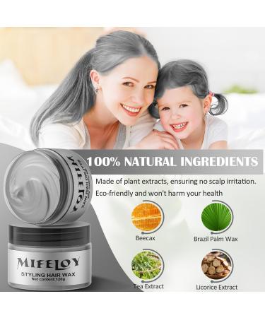 Gray Styling Hair Temporary Color Wax - Silver Grey Instant Hairstyle Cream with Gloves & Cape for Cosplay Halloween & DIY Beauty - Buy Online on SooperMarket.com