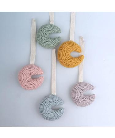 Cute Moon-Shaped Baby Pacifier Holder | Durable Cotton Lanyard 13cm | Newborn Accessories 636 - Buy Online on SooperMarket.com