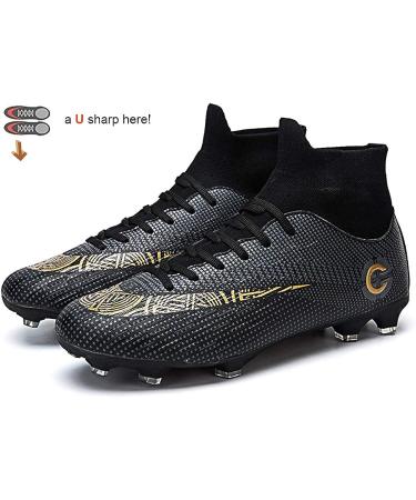 WLY Men's Soccer Boots FG Cleats 9.5 Black - Hightop Athletic Shoes for Competition/Training - Buy Online on SooperMarket.com