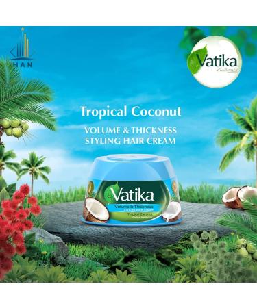 Vatika Volume & Thickness Styling Hair Cream - Tropical Coconut Nourishing Oils for Fine Hair - 140ml/4.9oz | Best eCommerce International Shipping - Buy Online on SooperMarket.com