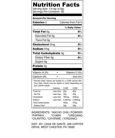 Organic Low FODMAP Certified Paleo Mexican/Taco Seasoning Mix- No Onion, No Garlic, Gluten-Free, Keto-Friendly, Non GMO, All Natural, Non Irradiated - Casa de Sante - Buy Online on SooperMarket.com