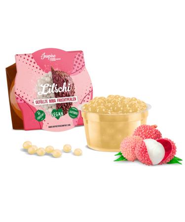 Inspire Food Bubble Tea Pearl Litschi for Bubble Tea |Popping boba pearls tapioka fruit beads and boba pearls - 100% vegan and gluten -free without artificial dye 100g lychi 1 x 100 grams