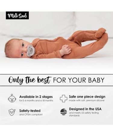Milk Snob Calm n Cuddle Silicone Pacifier 6-18 Months | BPA Free Teether & Soother for Baby Girl and Boy | Stage 2 Gray Linen - Ideal Baby Registry & Shower Gift - Buy Online on SooperMarket.com