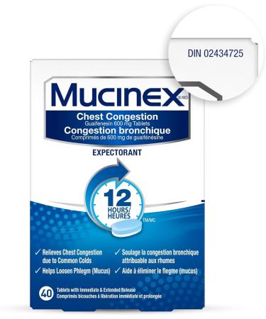 Mucinex Chest Congestion Guaifenesin 600 mg Tablets Expectorant (Cough Medicine) 40 Count - Buy Online on SooperMarket.com