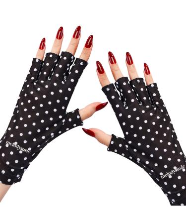 MelodySusie UV Glove for Gel Nail Lamp  Professional UPF50+ UV Protection Gloves for Manicures  Nail Art Skin Care Fingerless Anti UV Glove Protect Hands from UV Harm Classic Dots