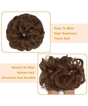 Light Auburn Messy Bun Hair Piece Scrunchies - 2 PCS Curly Wavy Updo Chignon Ponytail Extensions for Women & Girls - Buy Online on SooperMarket.com
