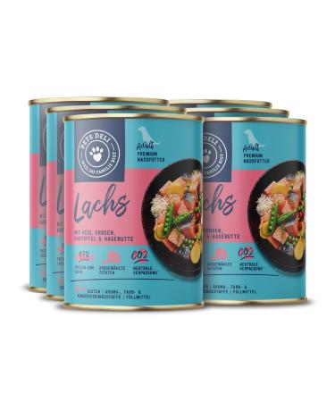 Pets Deli Wet food for dogs with salmon rice peas potatoes and rose hips without sugar and gluten 6 x 375g salmon 375 g (6 Pack)