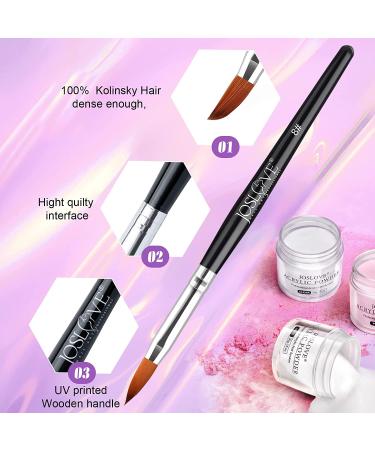 JOSLOVE Kolinsky Acrylic Nail Brush 2PCS Set - Size 8 | Pure Sable Hair, Wooden Handle for Acrylic Powder Application - Buy Online on SooperMarket.com