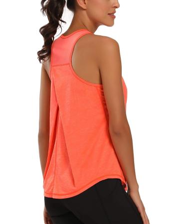 Aeuui Women's Racerback Tank Top | Mesh Yoga Shirt for Gym and Running | Orange - Small - Buy Online on SooperMarket.com