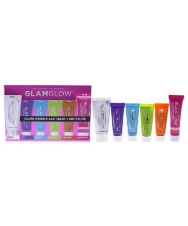 GLAMGLOW Glow Essentials Mask + Moisture Travel Set - SUPERMUD (0.7 oz) GLOWSTARTER NUDE (0.5 oz) GRAVITYMUD (0.35 oz) THRISTYMUD (0.35 oz) POWERMUD (0.35 oz) & FLASHMUD (0.35 oz)