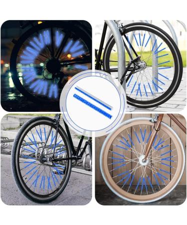 Flintronic Waterproof Bike Spoke Reflectors - 360 Warning Reflective Material Easy Assembly 96 Pieces Compatible with All Spoke Wheels - #3 Blue - Buy Online on SooperMarket.com