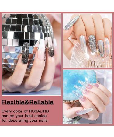 ROSALIND Blue Glitter Poly Nail Gel Set - 6PC 15ML Colors for Super Shiny Diamond Nail Extensions - Easy & Trendy Gel Nails for Beginners - Buy Online on SooperMarket.com