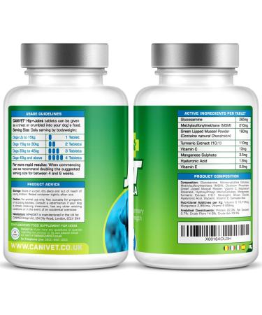 CANIVET Dog Joint Care Supplements | 300 Tablets | Green Lipped Mussel, Glucosamine, Chondroitin & More | Supports Joint Health & Mobility | Aids Stiff Joints | 1 Pot (300 tablets) - Buy Online on SooperMarket.com