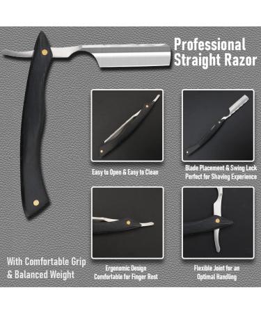 Stainless Steel Cut Throat Razor Kit with Leather Sharpener - Perfect Gift for Men - M&LD Straight Edge Razor Blades for Barber and Home Use - Buy Online on SooperMarket.com