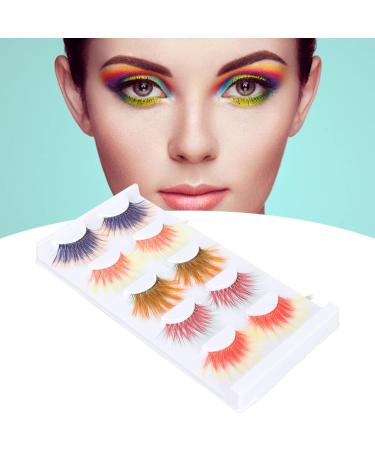 5 Pairs Colorful Eyelashes for Halloween Christmas Stage Show 6D Gradient Long Curled Soft Colored False Eye Lashes Party Fake Eyelashes Makeup Tools - Buy Online on SooperMarket.com