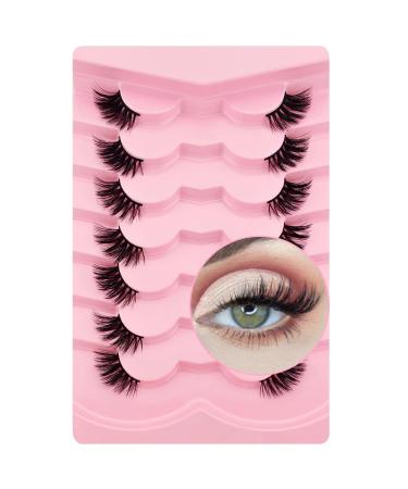 7 Pairs of Half Eyelashes Cat Eye 12 mm Short Cat's Eye Artificial Eyelashes Natural Look 1/2 Corner False Eyelashes Set 3/4 Corner Eyelashes Reusable Lightweight Makeup Eyelashes (1-33) 7P-HF-1-33