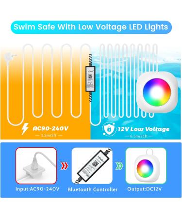 Lylmle 10W LED Pool Lights - Smart Color Changing Underwater Lighting with App Control Dimmable & Timer IP68 Waterproof 8m Cable for Easy Installation - Buy Online on SooperMarket.com