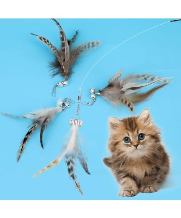 MWOOT 6pcs Cat Feather Toys with Bells Feather Toys Spinning Attachment for Indoor Cats and Kitten Catcher Replacement Feather Refills with Bells Feather Cat Toys for Playing Catcher and Exercising - Buy Online on SooperMarket.com