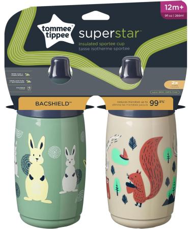 Tommee Tippee Superstar Insulated Sportee Toddler Water Bottle (9oz 12+ Months 2 Count) Green and Warm Gray 2 Count Mossy Green & Cedar Grey - Buy Online on SooperMarket.com