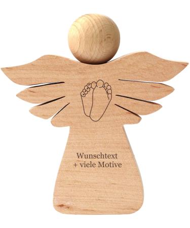 Birth angel with engraving - name date saying + motif - personalized wood gift angel for birth money gift for girls and boys