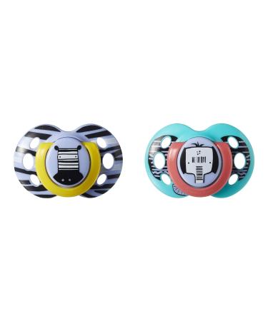 Tommee Tippee Fun Style Pacifiers Symmetrical Design BPA-Free Silicone Binkies 18-36m 2 Count Colors and Designs Vary - Buy Online on SooperMarket.com
