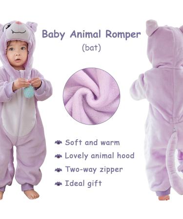 COOKY.D Baby Hooded Rompers | Winter Flannel Jumpsuit Pajamas | Infant 3-6 Months - Buy Online on SooperMarket.com
