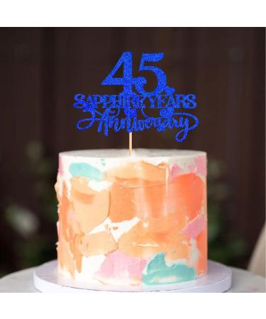 Cyodoos 1 Pcs 45th Sapphire Years Anniversary Cake Toppers 45th Sapphire Years Anniversary Heart Cake Decoration Celebration Party Supplies Birthday Party Decoration blue - Buy Online on SooperMarket.com