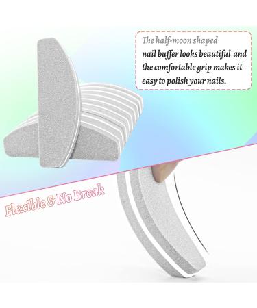 20 PCS Mini Half Moon Nail Buffer Block - Double-Sided Sponge Polish Sanding Buffer for Gel & Acrylic Nails (Grey) - Buy Online on SooperMarket.com