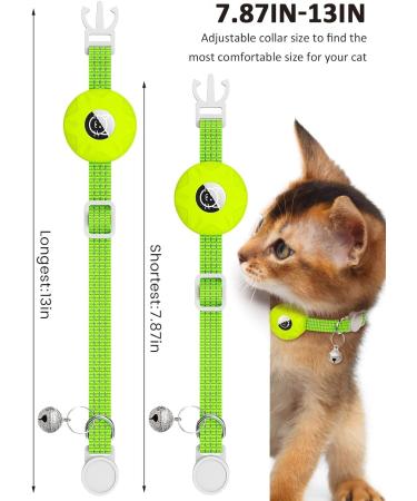 Buy Luminous Yellow Airtag Cat Neck Band | Reflective Kitten Collar with Bell | Light Tracker for Young Cats - Buy Online on SooperMarket.com