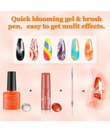 Lavender Violets 25 Pcs Gel Nail Polish Kit with Rose Gold Cat Eye Effect - Includes Blooming Gel, Base Coat, Top Coat, Nail Brush - Soak Off UV LED Varnish for Fashion Party - C401 - Buy Online on SooperMarket.com