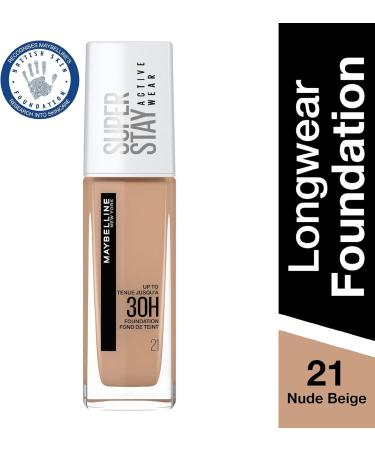 Maybelline New York Superstay Active Wear 30 Hour Long-Lasting Liquid Foundation - 21 Nude Beige 30ml - Buy Online on SooperMarket.com
