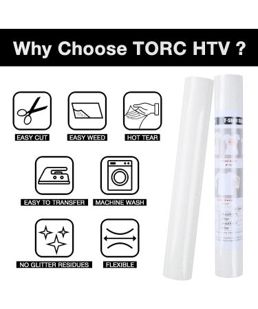 TORC White Glitter HTV Heat Transfer Vinyl Roll 12x5ft - Iron on for T Shirts & Crafts - Buy Online on SooperMarket.com