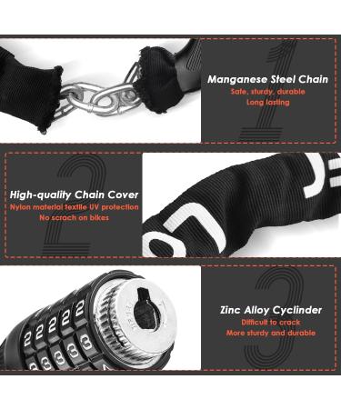 Looxmeer 90cm Bicycle Lock - High Safety Chain Lock with 5-Digit Code Hardened Steel Black - Secure Your Bike Anywhere - Buy Online on SooperMarket.com